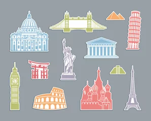 Cercles muraux Doodle Vues du monde sous forme d& 39 autocollants