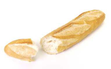 long loaf, Baguette on white background