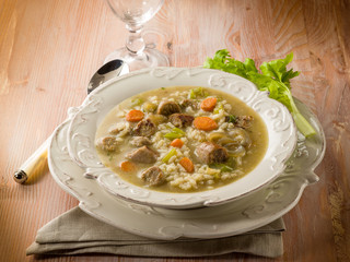soup with rice and sausage