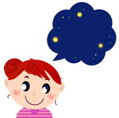 Little cute girl with dreaming bubble