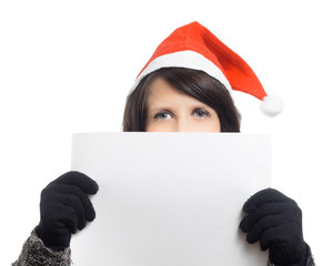 Christmas Woman Holding Sign