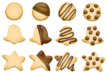 set of various shortbread isolated on white