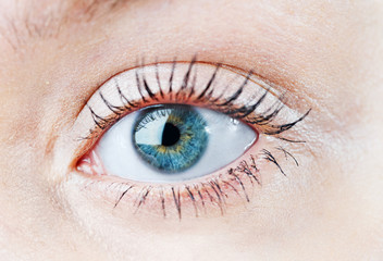 Fototapeta na wymiar Human blue eye. tryb makro