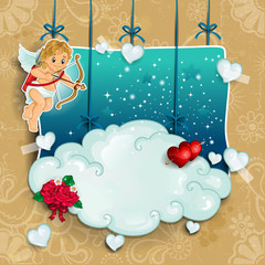 Cupid and clouds hung