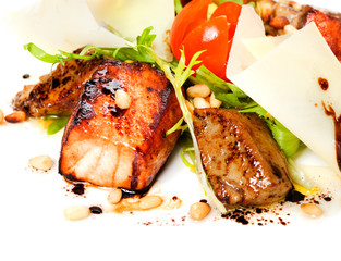 salad with salmon and seafood