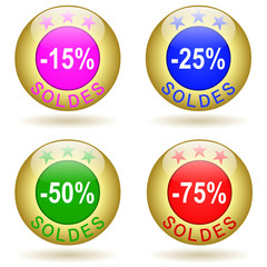 Boutons soldes différents pourcentages