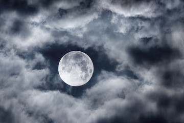 night sky with moon and clouds - 48406776