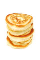 a stack of pancakes isolated on white background