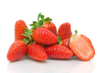 fresh juicy strawberries isolated on white background