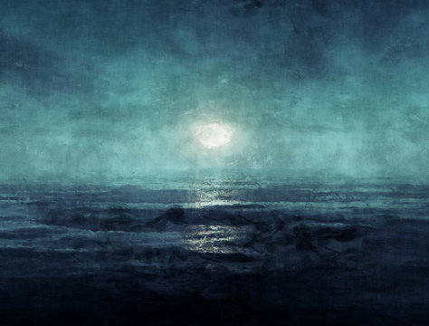 Ocean at night painting © Jezper
