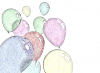 Obraz na płótnie Canvas Balloons colorful pencil sketch