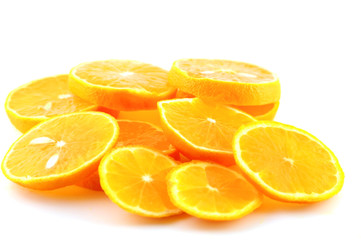 Fototapeta na wymiar Slices of orange tangerine over white