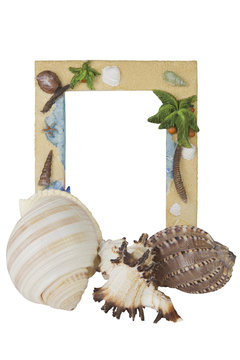 A tropical vacation themed picture frame