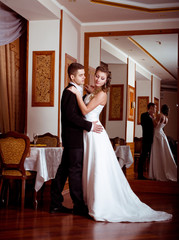 Bride and groom on their wedding day