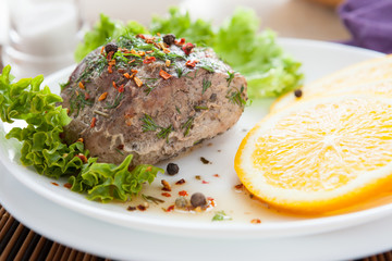 piece of pork cooked in the oven