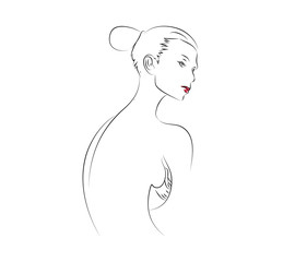 beautiful Girl in back and red Mouth