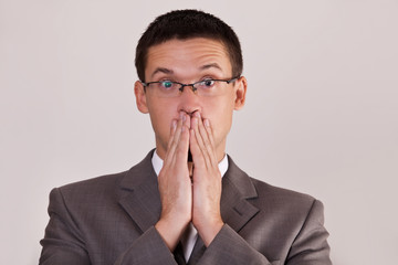 men covered his mouth hand