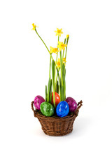 weidenkorb mit osterglocken