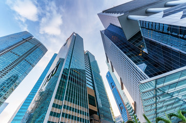 Naklejka premium Wieżowce w finansowej dzielnicy Singapuru