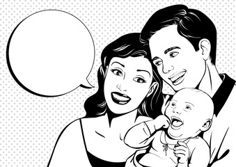 Vintage happy family