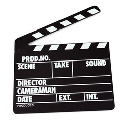 Obraz premium Movie production clapper board isolated on white