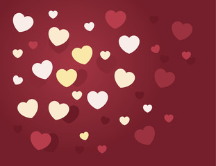 Randomly hearts scattered in various sizes