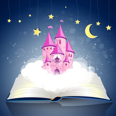 Illustration vectorielle d& 39 un livre ouvert avec un château de princesse