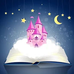 Cercles muraux Chateau Illustration vectorielle d& 39 un livre ouvert avec un château de princesse