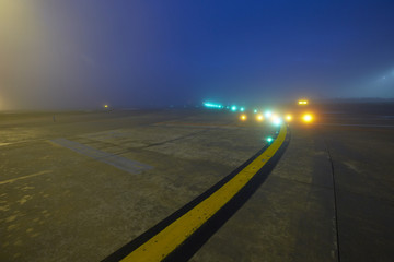 Marking on runway - Airport at the night