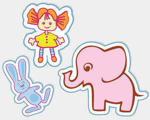 Fun toys in the form of stickers