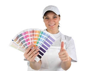 Painter with a palette of colours to choose from