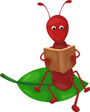 cute ant reading a book