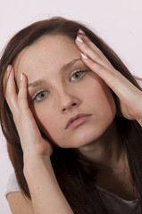 Naklejka premium sad beautiful woman