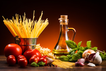 Pasta and fresh vegetables