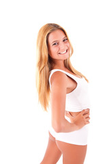 Obraz premium Beautiful blond woman showing her good shape