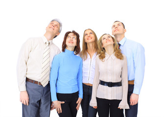 Group of businessmen discussing income.