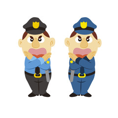 funny cartoon policeman, two colors