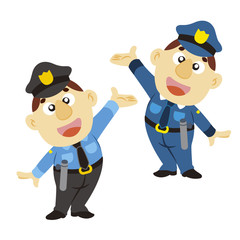 funny cartoon policeman, two colors