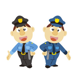 funny cartoon policeman, two colors