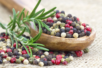 Colored peppers mix and rosemary