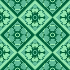 Fashion pattern with flowers in emerald color