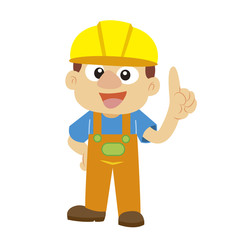 Vector illustration of a builder in yellow helmet