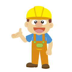 Vector illustration of a builder in yellow helmet