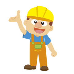 Vector illustration of a builder in yellow helmet