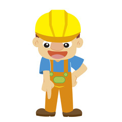 Vector illustration of a builder in yellow helmet