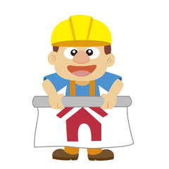 Vector illustration of a builder in yellow helmet