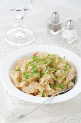 fried cabbage greens and egg vertical