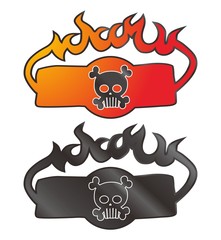 fire skull art button