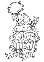 Vector hand drawing cupcake