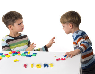 two boys fighting